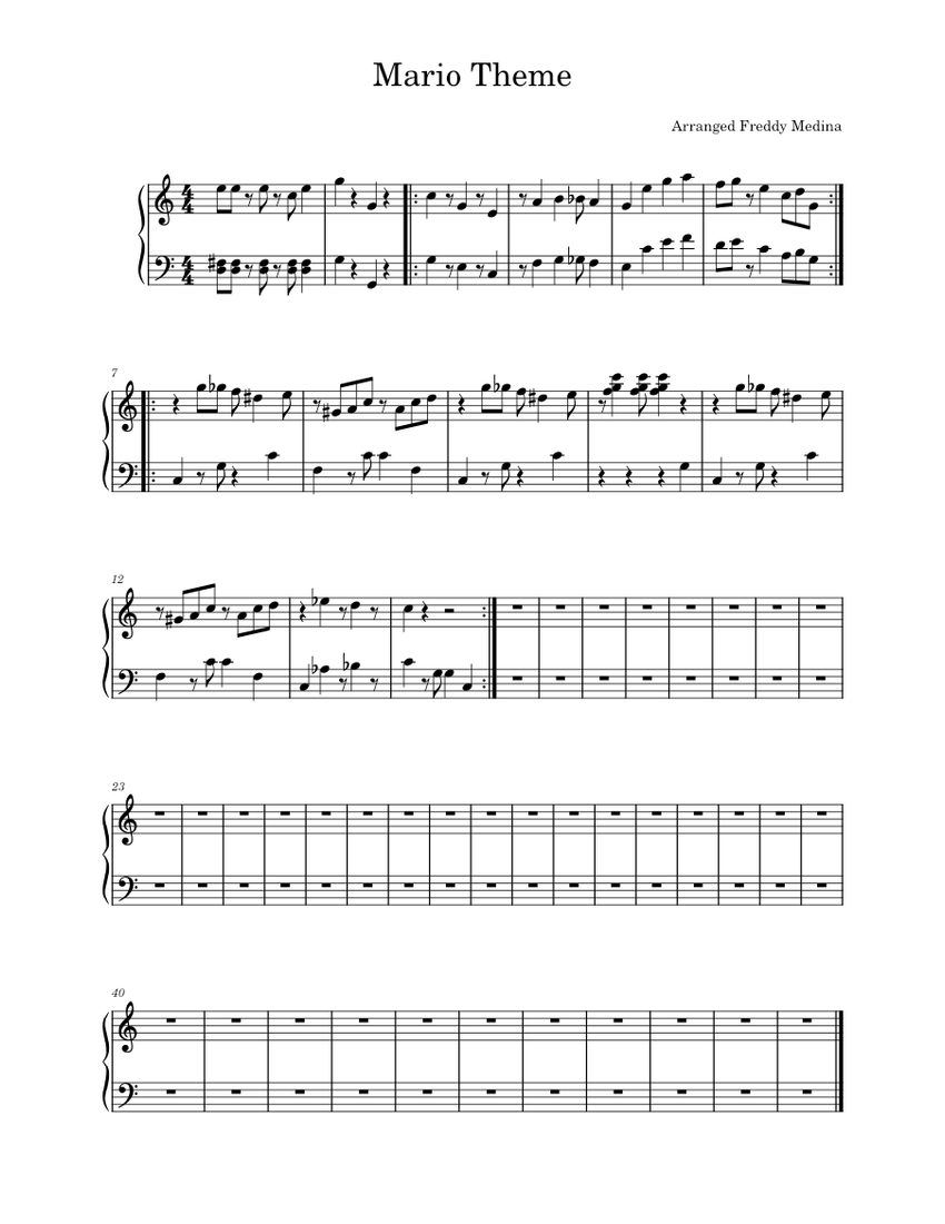 Super mario world ending theme – Koji Kondo Mario Theme Sheet music for ...