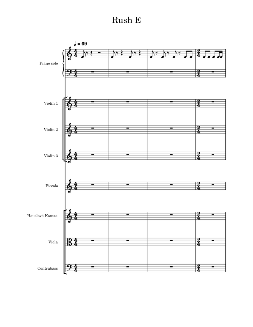 Rush E Sheet Music Boss Sheet music for Piano, Flute piccolo