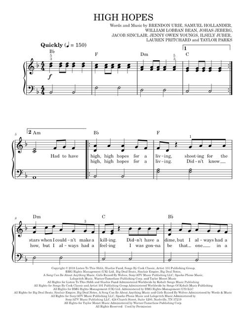 High hopes - Panic! At the Disco (Easy Piano)