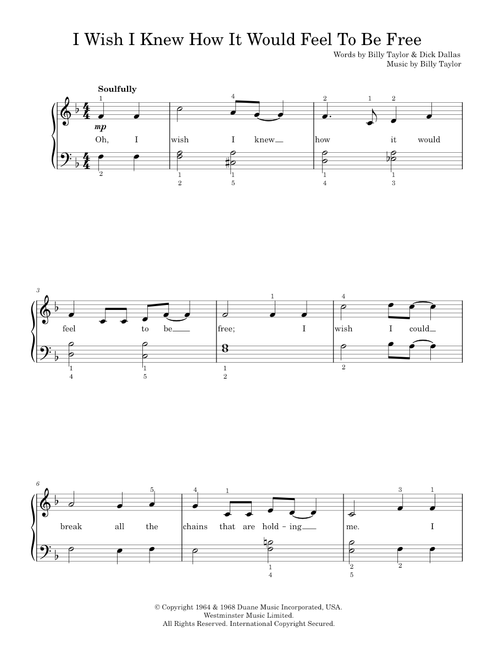 I Wish I Knew How It Would Feel To Be Free - Nina Simone (Easy Piano)