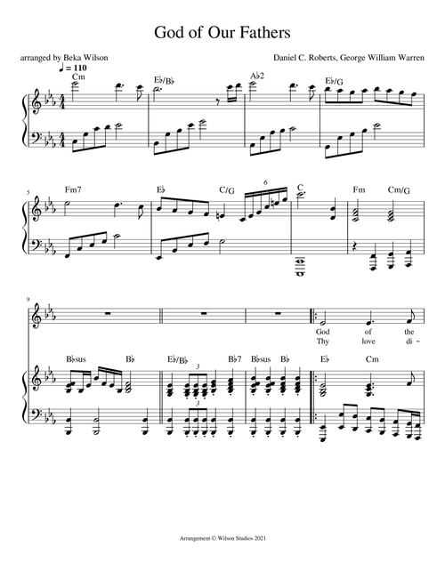 God of Our Fathers--vocal solo (treble clef) (Arr. Beka Wilson) - Daniel C. Roberts, George William Warren (Vocal Solo)