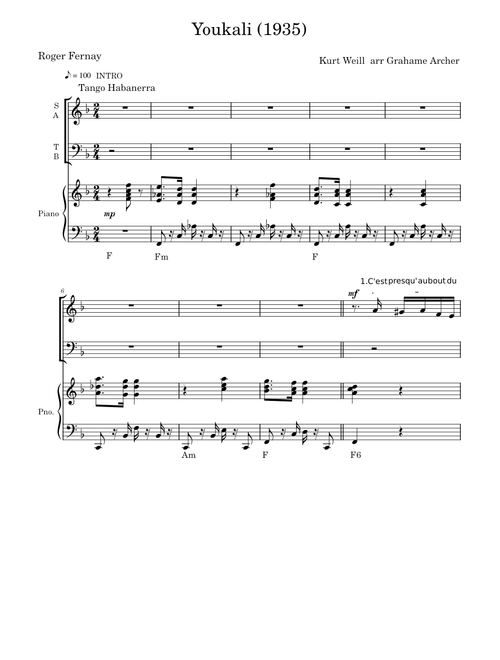 Youkali – Kurt Weill Youkali 1935