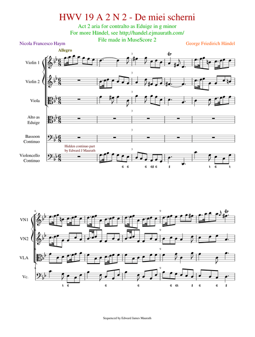 De miei scherni, Hwv 1 Act 2 Number 2 - Handel, George F.