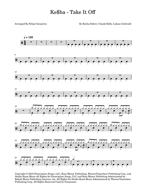 Take It Off (Arr. The Ninja) - Ke$ha (Drums)