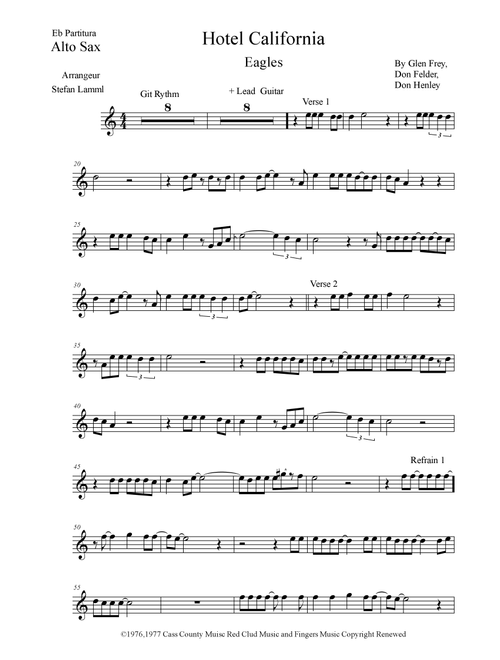 Hotel California (Arr. stefan-lamml.de) - Eagles (Alto Sax Solo)