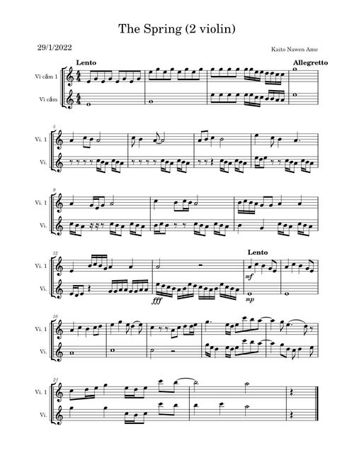 Album – Kaito Nawen Ame The Spring (2 violin) Kaito Nawen Ame