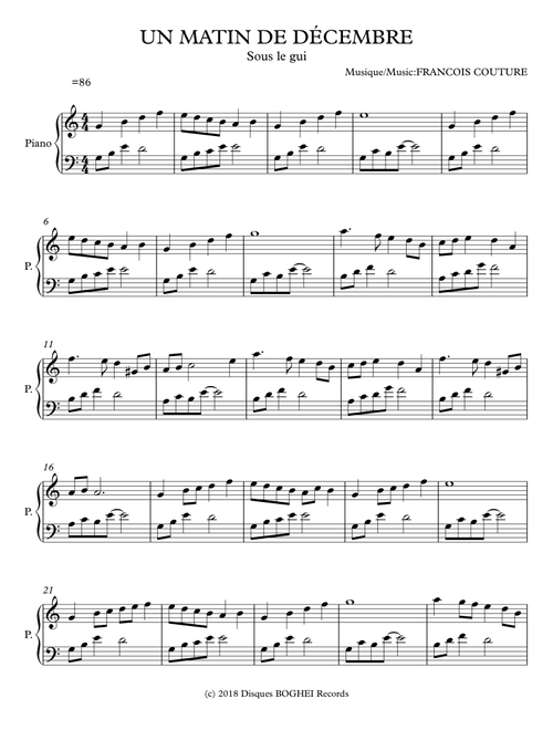 UN MATIN DE DÉCEMBRE - Sous le gui - Francois Couture (Easy Piano)