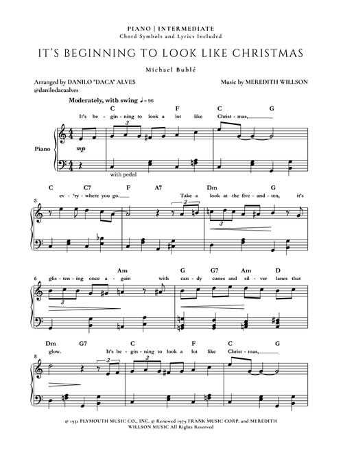 It's Beginning To Look Like Christmas (Arr. Danilo "Daca" Alves) - Michael Buble (Piano Solo)