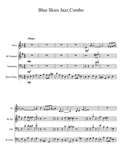 Blue Skies Jazz Arrangment