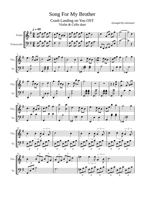 Song For My Brother - Crash Landing On You OST -Violin,Cello-