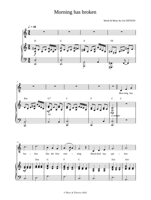 Morning has broken – Cat Stevens Morning has broken