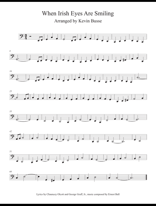 When Irish Eyes Are Smiling (Easy key of C) - Euphonium (Arr. Kevin Busse) (Euphonium Solo)
