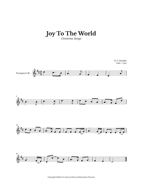 Joy To The World for Easy Trumpet Solo (Arr. Marcos Soares) - G. F. Handel (Trumpet Solo)