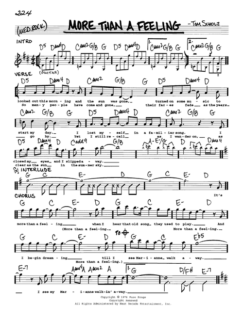 More Than A Feeling - Boston (Real Book - Melody-Chords-Lyrics)