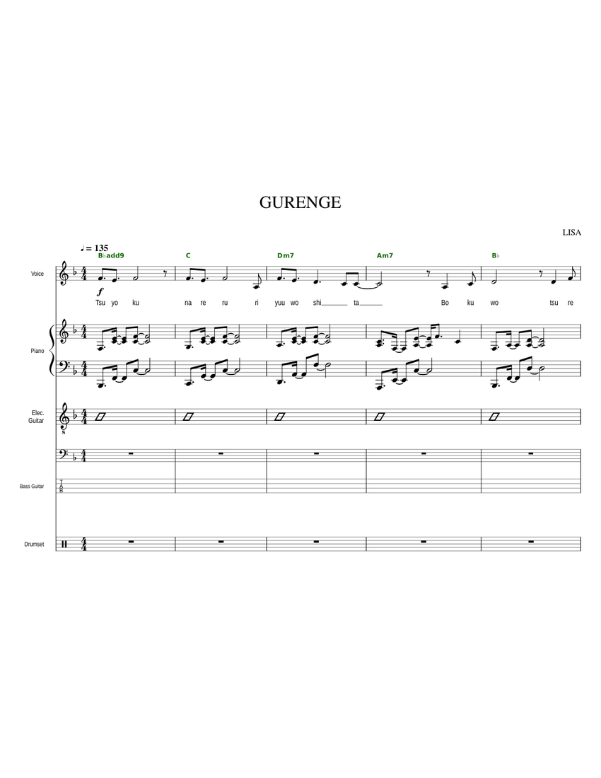 Gurenge - Demon Slayer: Kimetsu no Yaiba Sheet Music and Tab