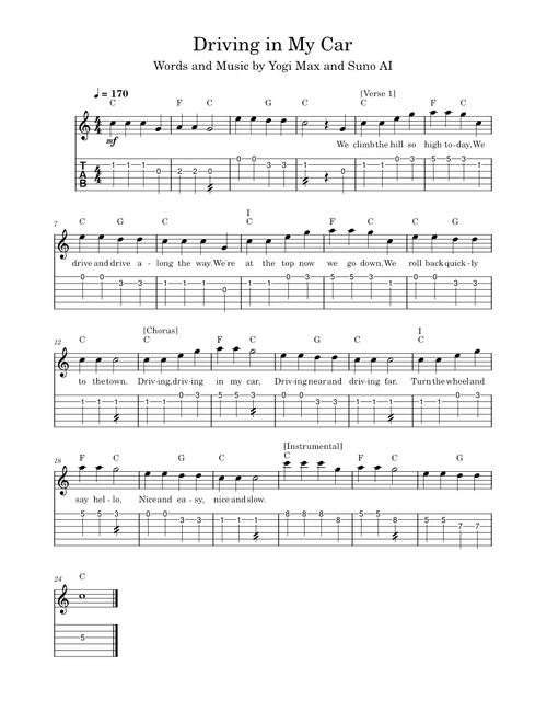 Driving in My Car in C Major