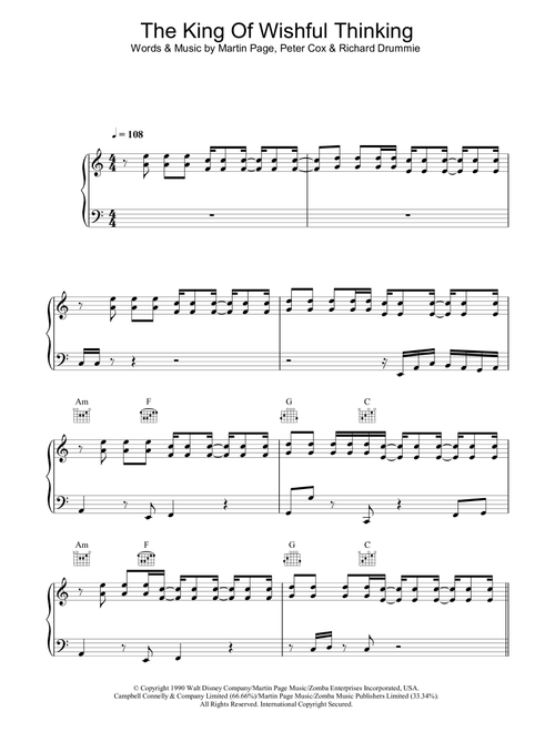 The King Of Wishful Thinking - Go West (Piano-Vocal-Guitar (Piano Accompaniment))