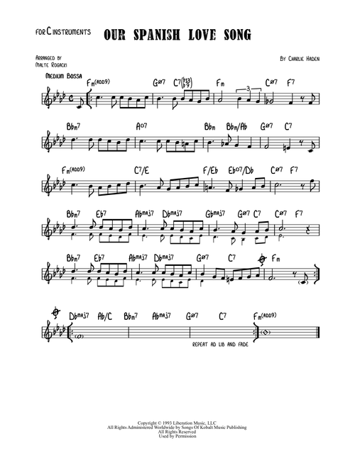 Our Spanish Love Song (Arr. Malte Rogacki) - Charlie Haden Quartet West (Lead Sheet - Fake Book)
