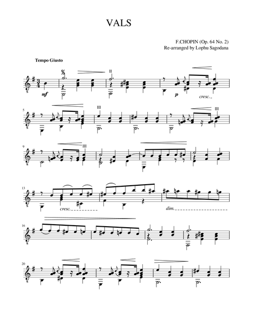 chopin vals op 64 no 2 (Arr. Lophu Sagodana) (Solo Guitar)