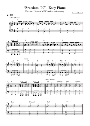 Freedom 90 – George Michael Wham! Medley - Keys Sheet Music