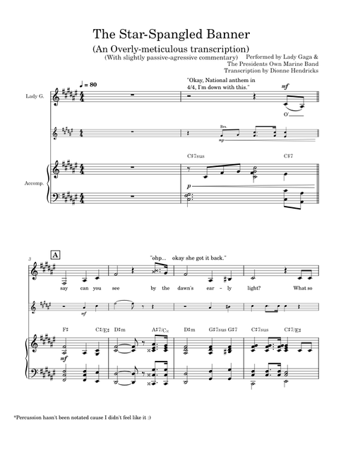 [TRANSCRIPTION] The Star-Spangled Banner (Lady Gaga)