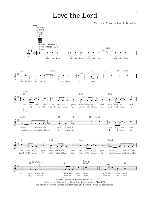 Love The Lord - Lincoln Brewster (Easy Guitar)