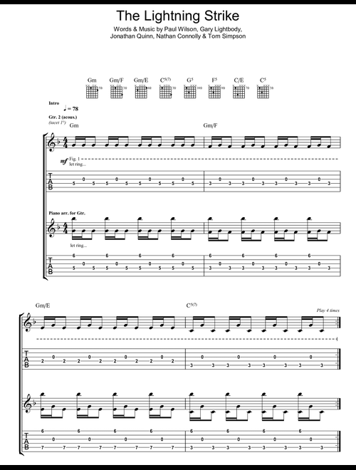 The Lightning Strike (What If The Storm Ends/The Sunlight Through The Flags/Daybreak) - Snow Patrol (Guitar Tab)