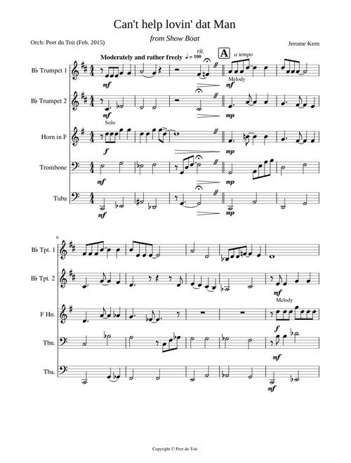 Can't help lovin' dat Man from Showboat - Jerome Kern (Brass Quintet)