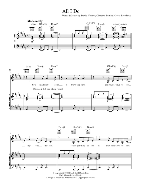 All I Do - Stevie Wonder (Piano-Vocal-Guitar (Piano Accompaniment))