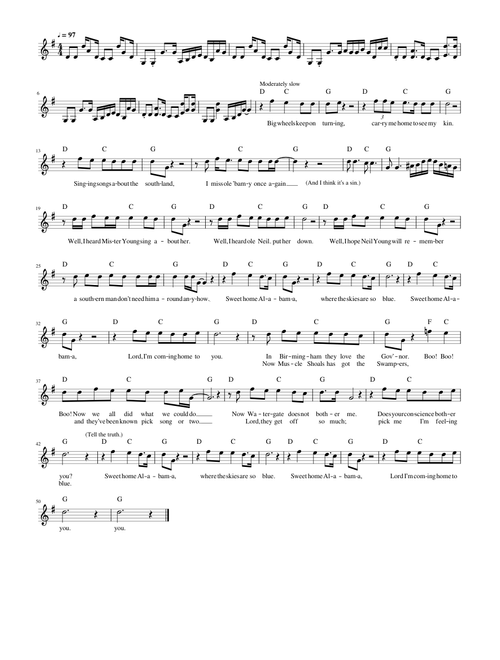 Leadsheet - Sweet Home Alabama - Lynyrd Skynyrd