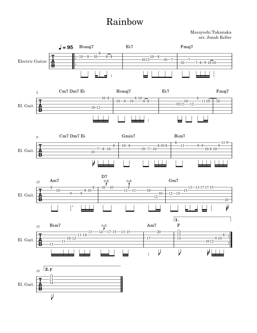Rainbow – Masayoshi Takanaka Sheet Music and Tab with Chords for