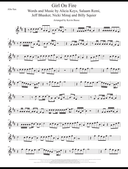 Girl On Fire (Arr. Kevin Busse) - Alicia Keys Featuring Nicki Minaj (Alto Sax Solo)