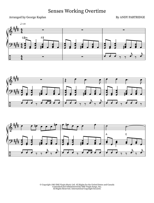 Senses Working Overtime (Arr. George Kaplan) - XTC (Small Ensemble)