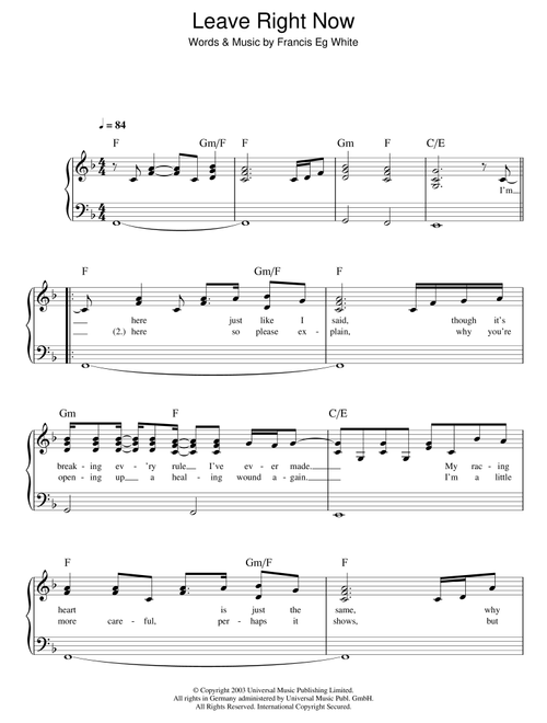 Leave Right Now - Will Young (Easy Piano)