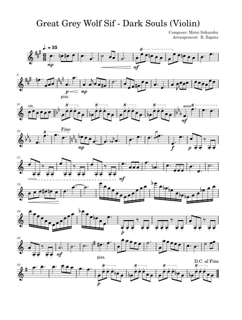 Great Grey Wolf Sif – Motoi Sakuraba Great Grey Wolf Sif – Dark Souls (Violin)
