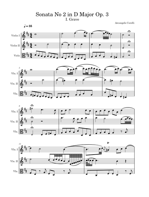 Sonata da chiesa in D major, Op. 3, No. 2 – Arcangelo Corelli Arr.