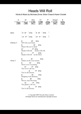 Free Heads Will Roll by Yeah Yeah Yeahs sheet music | Download PDF 
