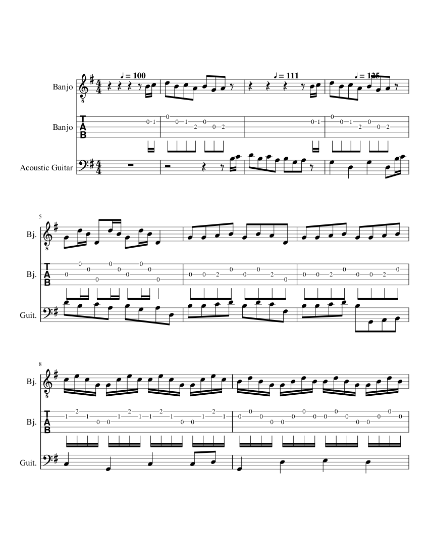 Dueling Banjos for 2Banjos Sheet music for Guitar, Banjo (Mixed Trio
