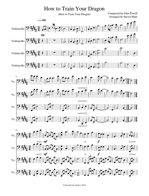 How To Train Your Dragon for Cello Quartet