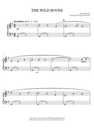 The Wild Rover Sheet Music with Chords for Piano (Piano-Voice-Guitar ...