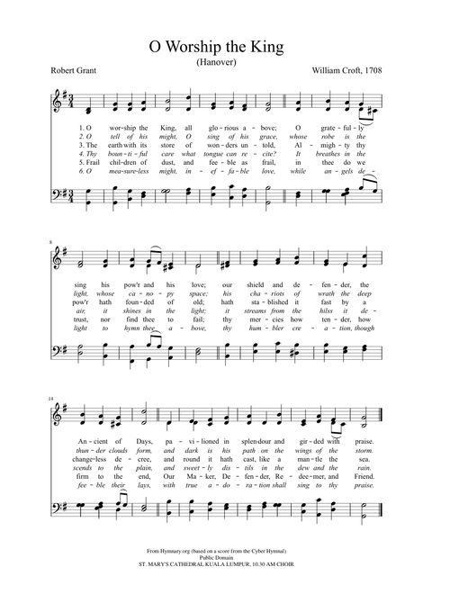 O Worship the King (Hanover)