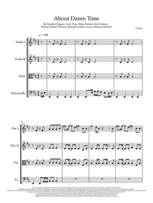 About Damn Time (Arr. Ignacio Quiroz) - Lizzo (String Quartet)