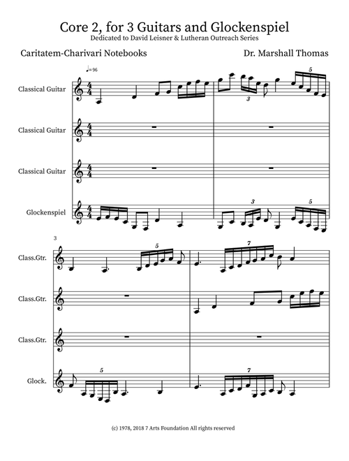 Core 2, for 3 Guitars and Glockenspiel - Celebrity Chamber Players (Small Ensemble)