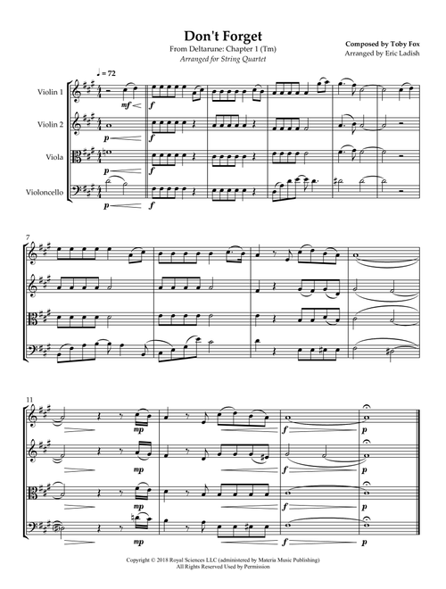 Don't Forget (Arr. Eric Ladish) - Laura Shigihara (String Quartet)