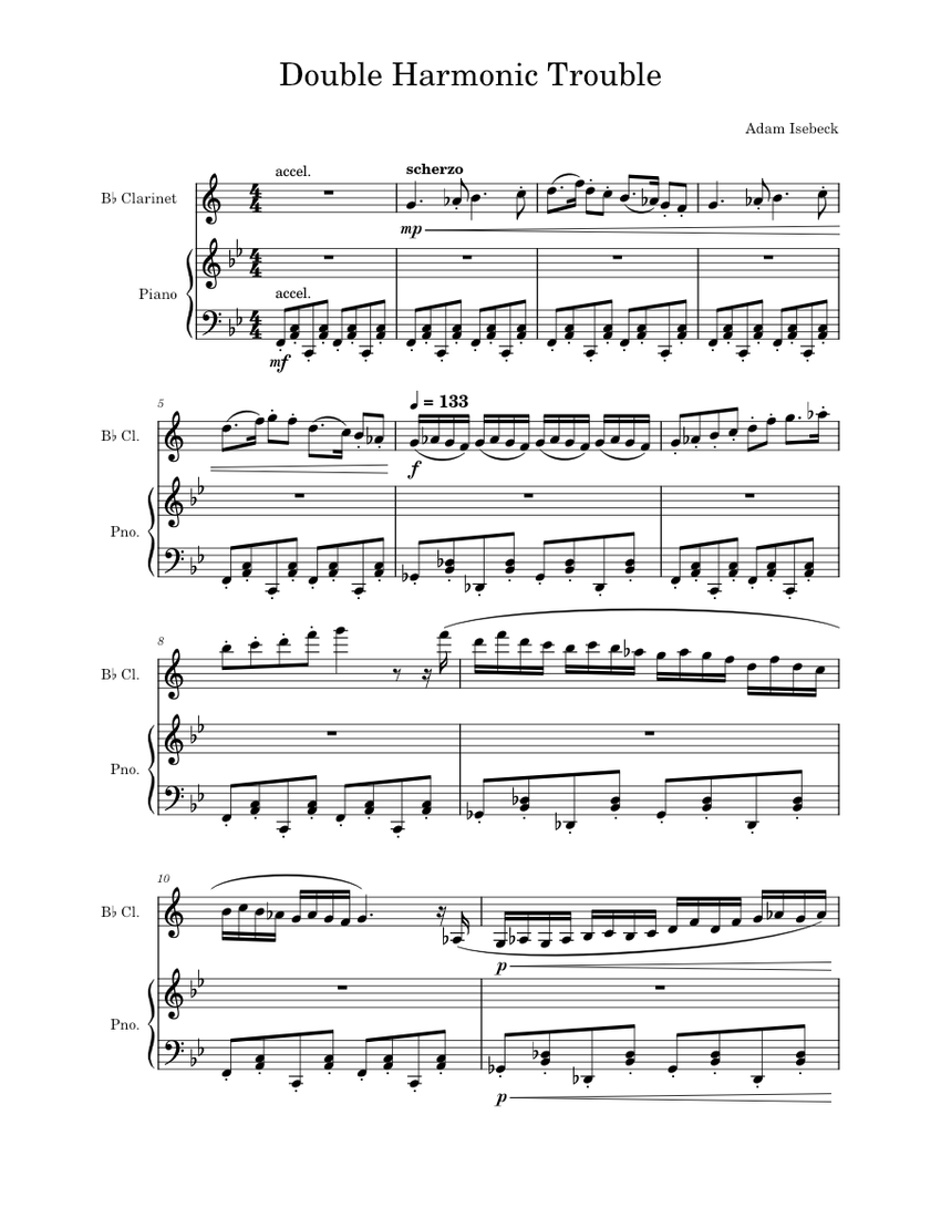 Double Harmonic Trouble Sheet music for Piano, in bflat (Solo