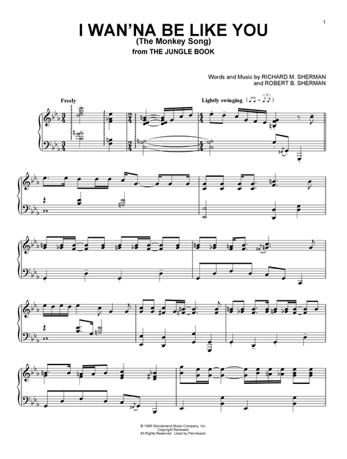 I Wan'na Be Like You (The Monkey Song) (from The Jungle Book) - Robert B Sherman, Richard M Sherman (Piano Solo)