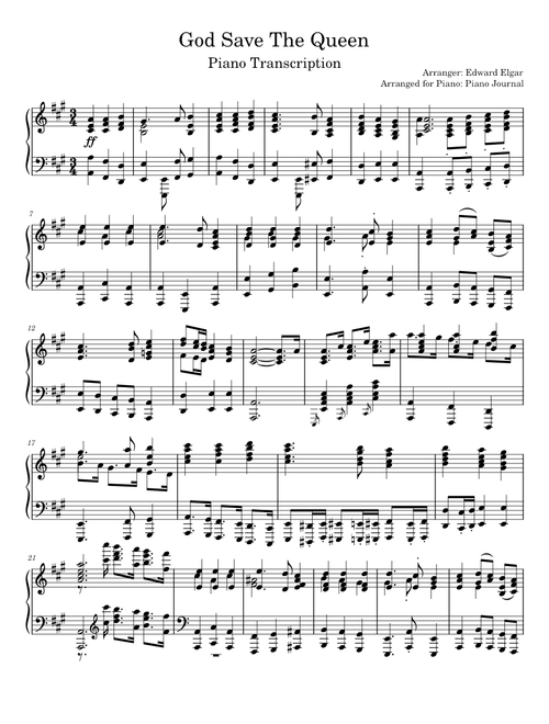 God Save the Queen – Misc Traditional God Save the Queen – Piano Transcription