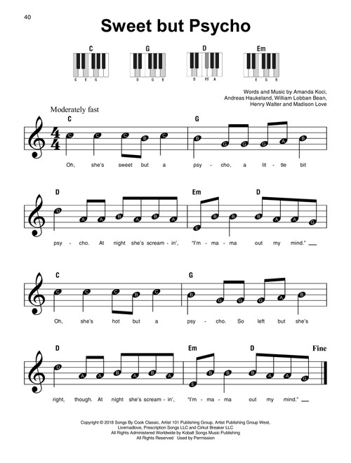 Sweet But Psycho - Ava Max (Super Easy Piano)