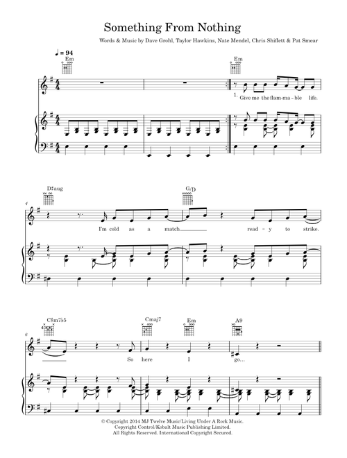 Something From Nothing - Foo Fighters (Piano-Vocal-Guitar (Piano Accompaniment))