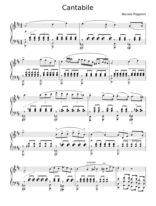 Cantabile / Niccolò Paganini, pour piano